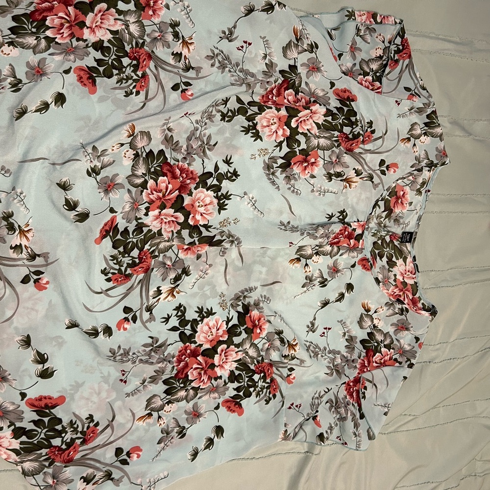 SHEIN Floral Top with Pink and Green Accents